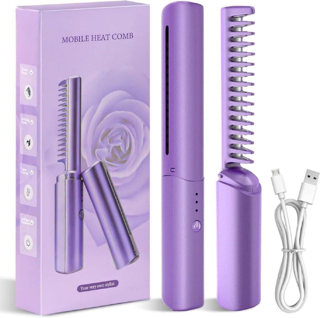 Mini Wireless Hair Straightener – Portable Hot Comb