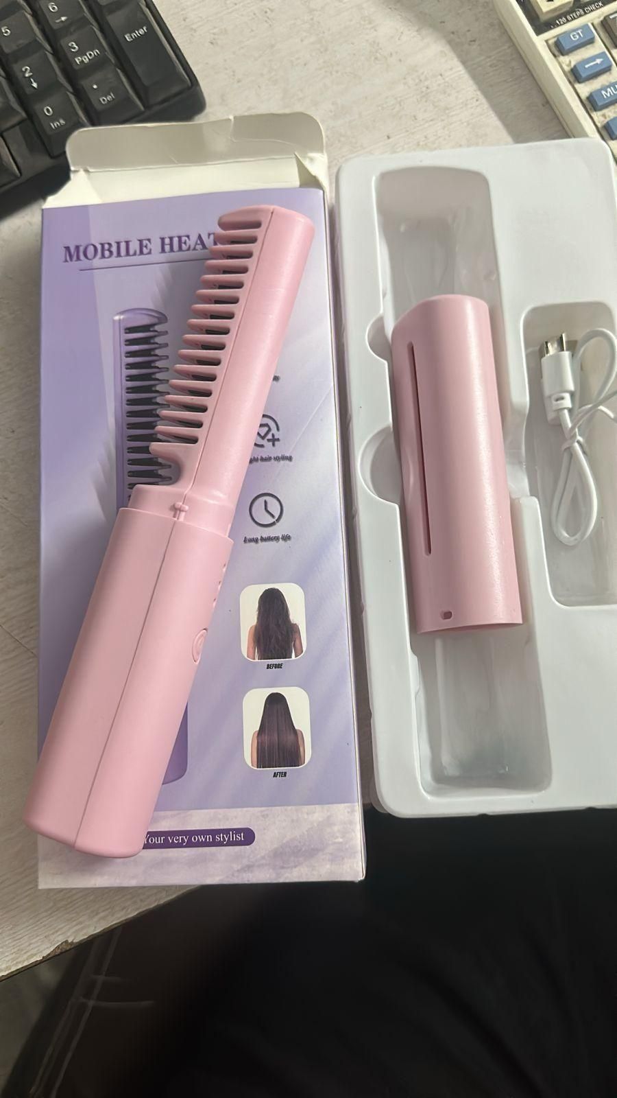 Mini Wireless Hair Straightener – Portable Hot Comb